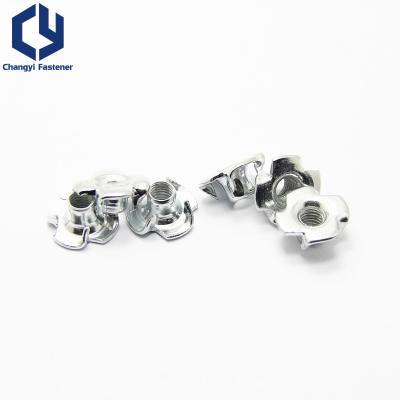 China Heavy Industry 304 T-Nut 316 Claws High Level T-NUT Tee Nut With 4 Prongs Claws Create Internal Woodworking Machine Threads for sale