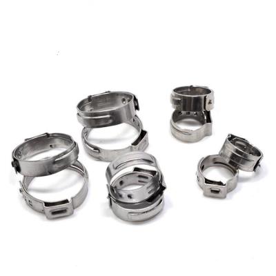 China OEM Mini Clamps Standard Stainless Steel Clips , Stepless Single Ear Pipe Stainless Steel Clamp for sale