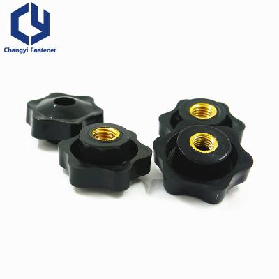 China Factory price modern plastic m10 seven-pointed star ceramic knobs with brass insert for machinery for sale