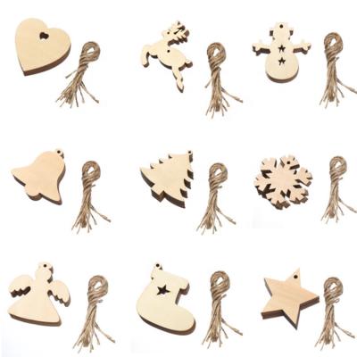 China Factory Wholesale Christmas Crafts DIY Country Wooden Christmas Tree Pendant for sale