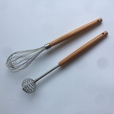 China Workable Stainless Steel Manual with Wooden Handle Egg Mixer Cream Stirrer Household Kitchen Baking Baking Tools for Egg Beater for sale