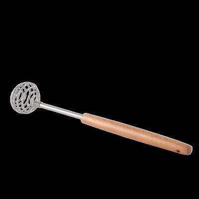 China Sustainable Kitchen Tools Stainless Steel Egg Beater Manual Beater With Wooden Handle For Egg Beater for sale