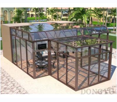 China Algeria Sound Insulation Glass Solarium Slope Roof Winter Aluminum Used 4 Season Veranda Kit Conservatory Outdoor for sale