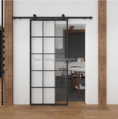 China Interior Heat Insulation Saint Lucia Small Partition Room Sliding Wooden Frameless Aluminum Barn Doors for sale