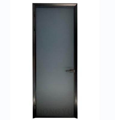 China Simple European design anti-collision narrow black border decoration style Ultra-thick aluminum tempered glass black swing door for sale