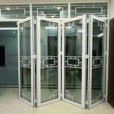 China Modern Design Windproof Door Saving Space Divide Frameless Glass Interior And Exterior Slim Aluminum Sliding Folding Door for sale