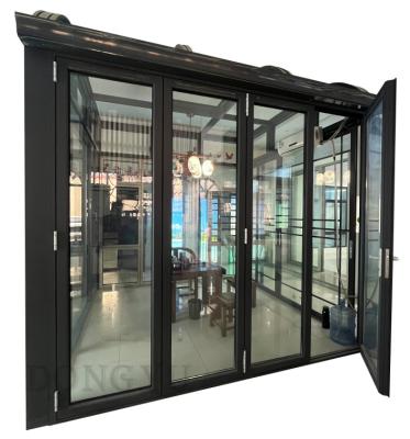 China Modern Design Sound Insulation Door Space Saving Gray Frame Exterior Bathroom Slide Aluminum PVC Bi-folding Doors for sale