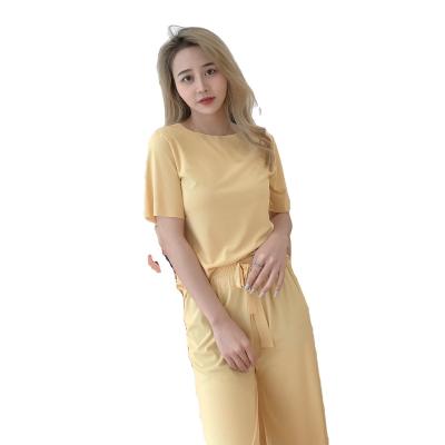 China 2022 Summer New Jelly Silk Pajamas Women Set Short Sleeve Shorts Breathable Ice Home Two Piece QUICK DRY Suit for sale