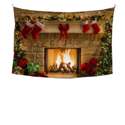 China Minimalist Background Cloth Fireplace Home Bedroom RSH Christmas Santa Claus Halloween Nordic Tapestry for sale