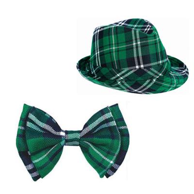 China Wholesale Polyester St. Patrick's Day Green Shamrock Check Bud Hat for sale