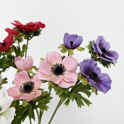 China Wedding High Quality Artificial Flower Anemone Flower Vase Home Decoration for sale