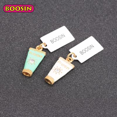 China 2018 Popular Sun Color Cream Shape ALLOY Two Enamel Pendant Charms For Key Charms for sale