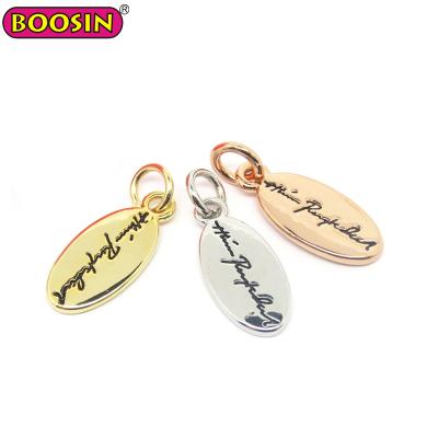 China Custom ALLOY metal logo engraved pendant jewelry tags charms, brand logo metal tag for sale