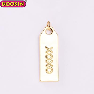 China Fashionable Personalized Custom ALLOY Metal Engraved Embossed XOXO Bar Necklace Tag Charm For Couples for sale