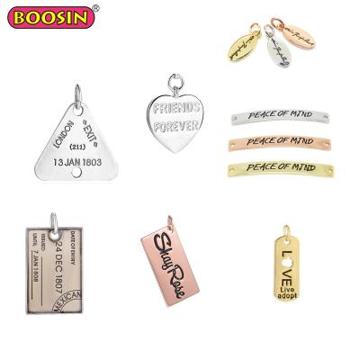 China Custom ALLOY Wholesale Engrave Brand Logo Metal Pendant Charm Jewelry for sale