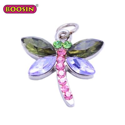 China Crystal Dragonfly Amethyst ALLOY Enamel Butterfly Charms Pendant Necklace For Women for sale