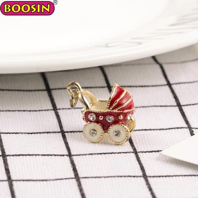 China ALLOY Enamel Baby Carriage Best-Selling Pendant The Lovely Charm From Jewelry Making for sale