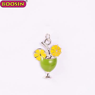 China Silver ALLOY Summer Style Enamel Cold Drinks Charms Drink Cup Juice Charm for sale