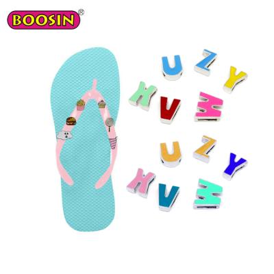 China Shoe Charm Custom Fashion Letter Flip Flop Charms Crystal Shoe Charms Decorations for sale