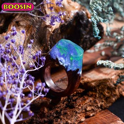 China High Quality Unique Natural Resin Ring Fashion Jewelry Wooden Ring For Sale for sale