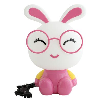 China Lovely Cartoon Rabbit 3D Animal Night Light Plastic Material Custom Plug-in Cute Led Bunny Bedroom Table Lamp For Children for sale