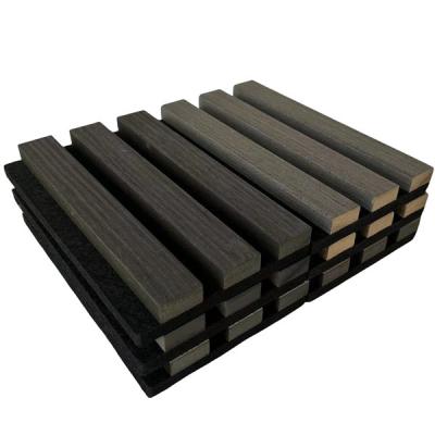 China 21mm Wooden Slat Acoustic Panel With PET And Veneer Akupanel For Office Home for sale