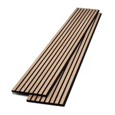 China 21mm Soundproof Acupanel Acoustic Wood Panel Veneer MDF PET Slat Acoustic Panels for sale