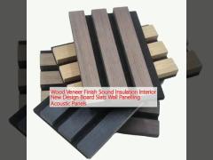 Wood Veneer Finish Sound Insulation Interior New Design Board Slats Wall Panelling Acoustic Panels