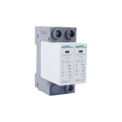 China 280V Protective AC 30ka 60ka Din Rail Voltage Over Under Voltage Relay Device Protector Overvoltage Protection MFLY-2P-60A 280VCD 1.6KV for sale