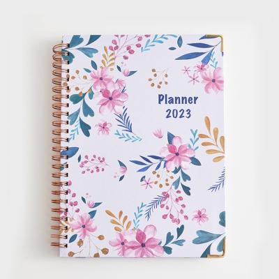 China Spiral Custom High Quality Offset Gold Spiral binding Hardcover Daily Planner Notebook for sale