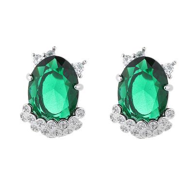 China TRENDY European and American New Luxury Fashion Green Emerald Earrings Personalized Earrings Gift for sale