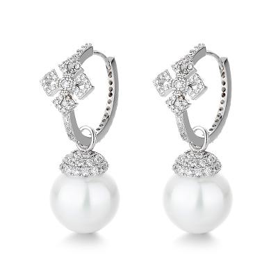 China TRENDY New Haoqi Plating pearl Pendant Stud Earrings Minimalist Women Jewelry Gift Drop Shipping for sale