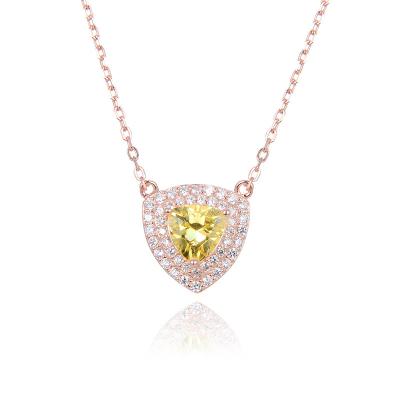 China Romantic Good Quality New Haoqi Jewelry Women's 925 Sterling Silver Rose Gold Necklace For party for sale