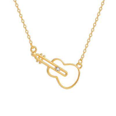 China Cute Good Selling New Haoqi Violin shape 925 sterling silver zircon fashion jewelry women necklaces For Christmas Gifts for sale