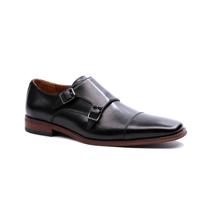 China Black Formal Double Strap Monk Deodorization Office Shoes For Men Genuine Leather for sale