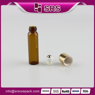 China 5ml amber glass roll on bottles for essential oils for sale