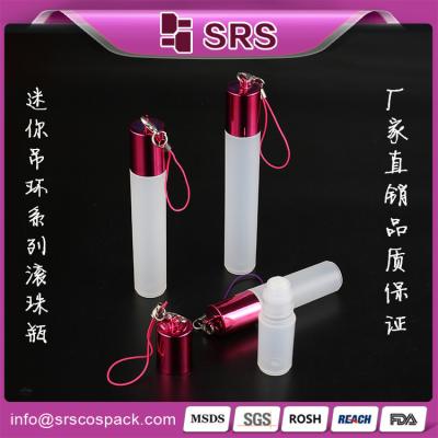 China 3ml 5ml 7ml 8ml plastic roll on bottle roller bottle roll-on bottle with hook for sample for sale