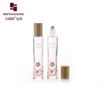 China Thick Bottom Molded Glass Roller Bottle Perfume Packing 15ML With Bamboo Cap for sale