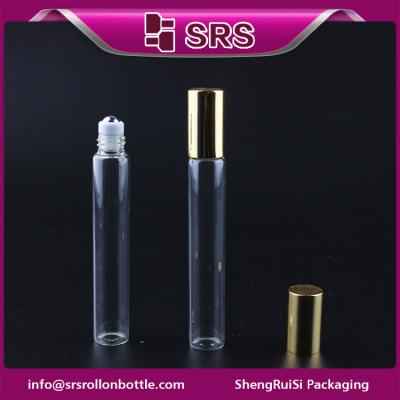 China SRS clear glass material glass roller essential bottle with steel ball à venda