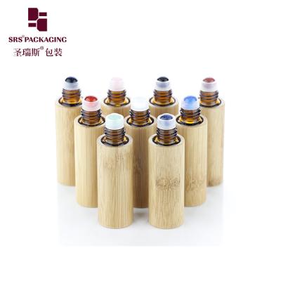 China BG-5ML Gemstone Ball Massage Applicator For Aromatheropy Oil Bamboo Glass Container Packaging for sale