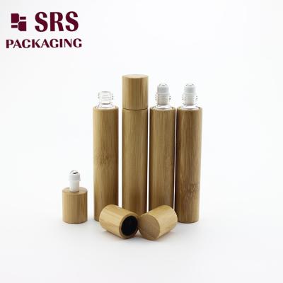 China SRS 15ml bamboo roll on bottle, bamboo glass perfume roll on bottle for sale