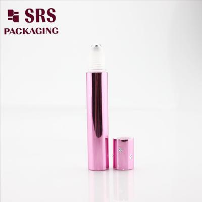 China SRS empty cosmetic pink color 15ml perfume aluminum roll on bottle à venda