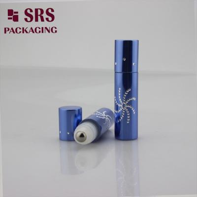 China SRS packaging blue color empty 5ml aluminum roll on bottle with steel ball à venda