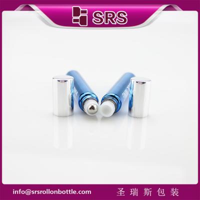 China SRS 10ml blue color glass roll on bottle with silver aluminum cap à venda