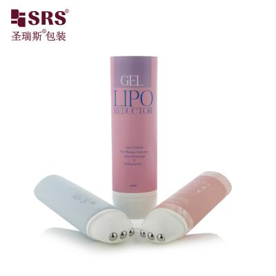 China Oval Shaped PE 3 Steel Roller Ball Applicator Tube D50mm For Massaging Gel Serum for sale