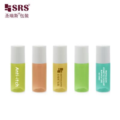 China 18-15ml 20ml Amber PET Cosmetic Roller Bottle With White Cap for sale