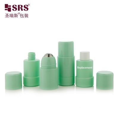 China Environmentally-friendly Refillable 50ml 75ml PP PCR Recycled Replaceable Double Wall Roller Roll On Deodorant Bottle for sale