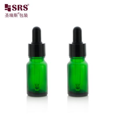 China D001-20ml Empty Green Glass Bottle Container With Black Plastic Dropper Cap Glass Pipette For Hair Oil Essential Oil for sale