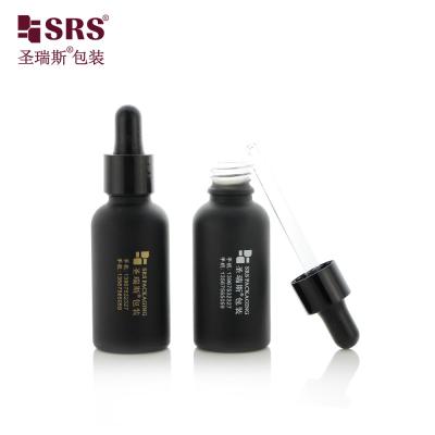 China D001 Customization Sample Black Glass Bottle 5ml 10ml 15ml 20ml 30ml 50ml 100ml with Black Plastic Dropper for Oil for sale