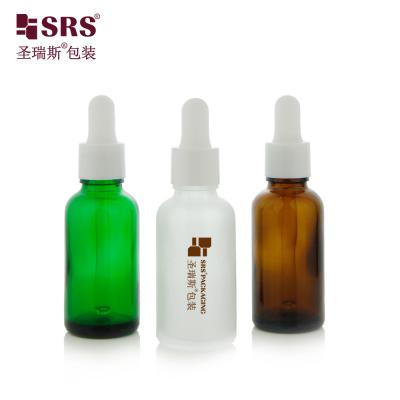 China D001 Empty Green Glass Vial Bottles for Fragrance Oil With Glossy Rubber White Black Dropper Screw Cap for sale